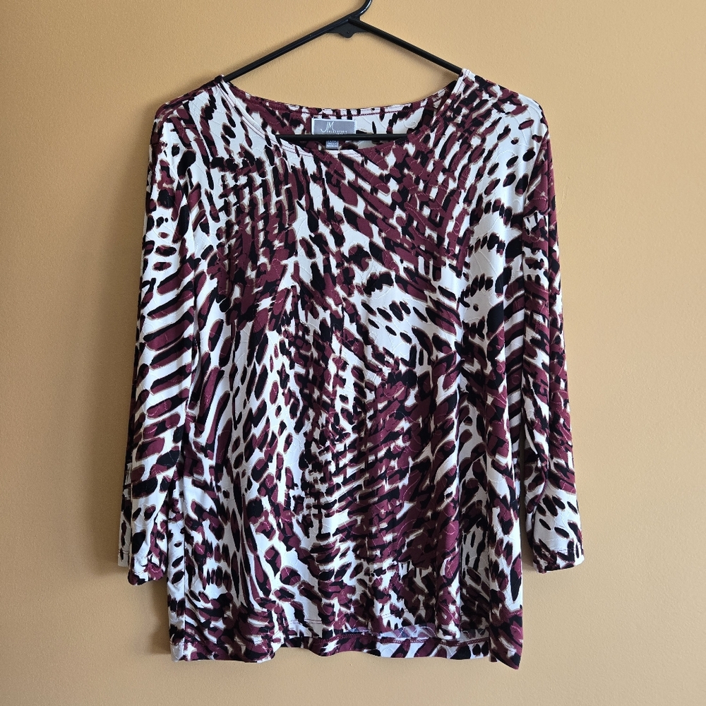 JM Collection Abstract Print Blouse